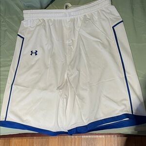 NEW Youth Under Armour Athletic Shorts in White and Blue size YXL